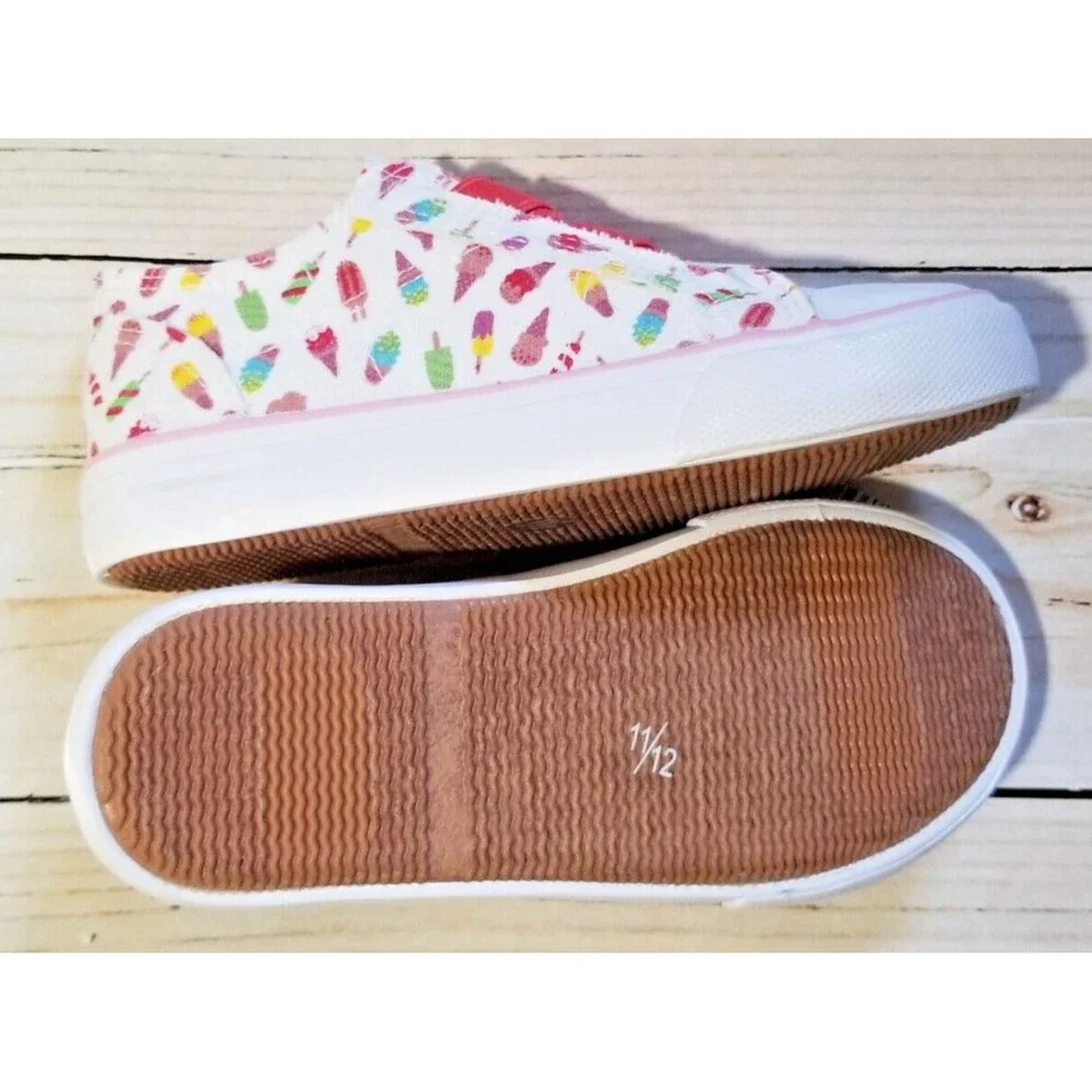 Girl's Sneakers Memory Foam Easy Slip-On Ice Cream Design New US Size 11/12